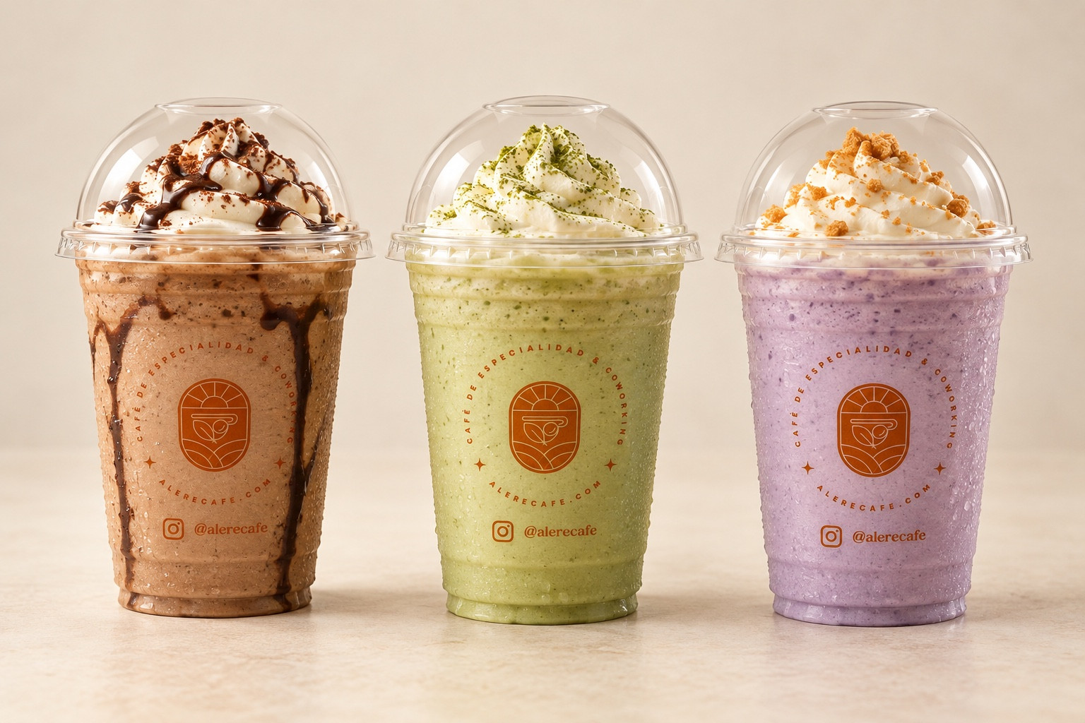 Frappés con crema batida y topping de chocolate del paquete Frappés