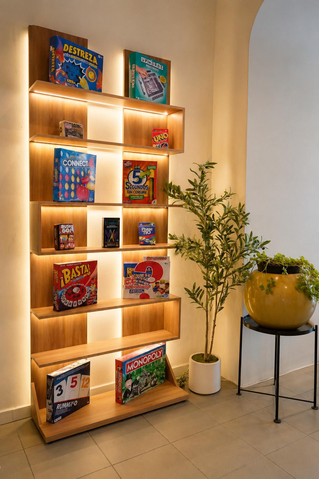Shelf with board games at Alere